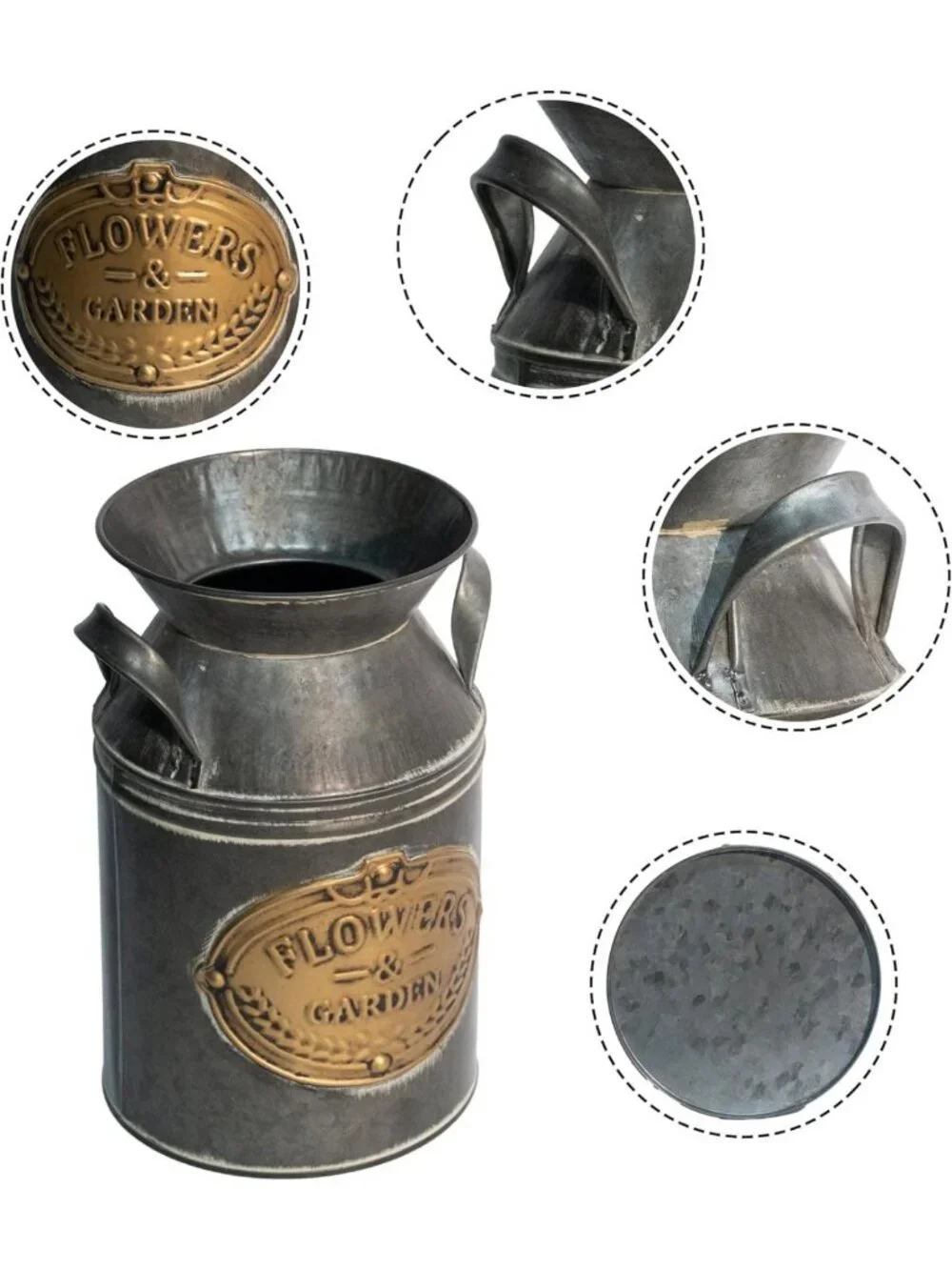 Vintage Galvanized Metal Milk Can - Farmhouse Flower Vase, Rustic Home Decor